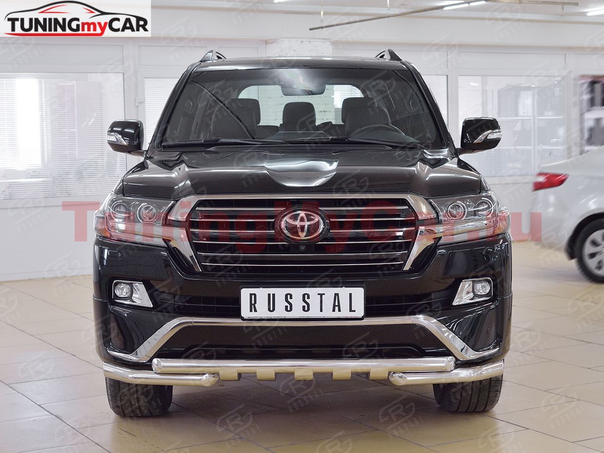 Защита переднего бампера D63 дуга-D63 секции+клыки для Toyota Land Cruiser 200 2015 Executive