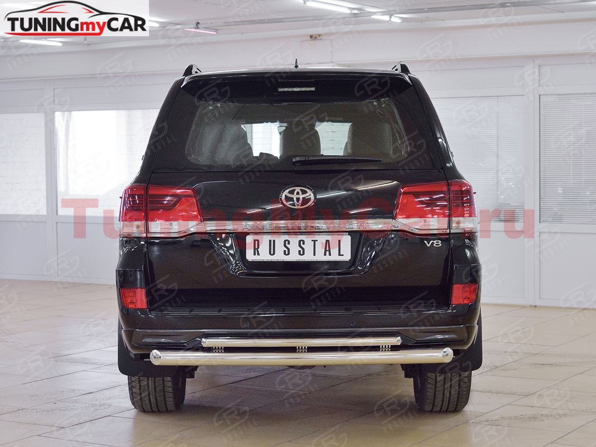 Защита заднего бампера D76 дуга-D42 дуга+декор паз для Toyota Land Cruiser 200 2015 Executive
