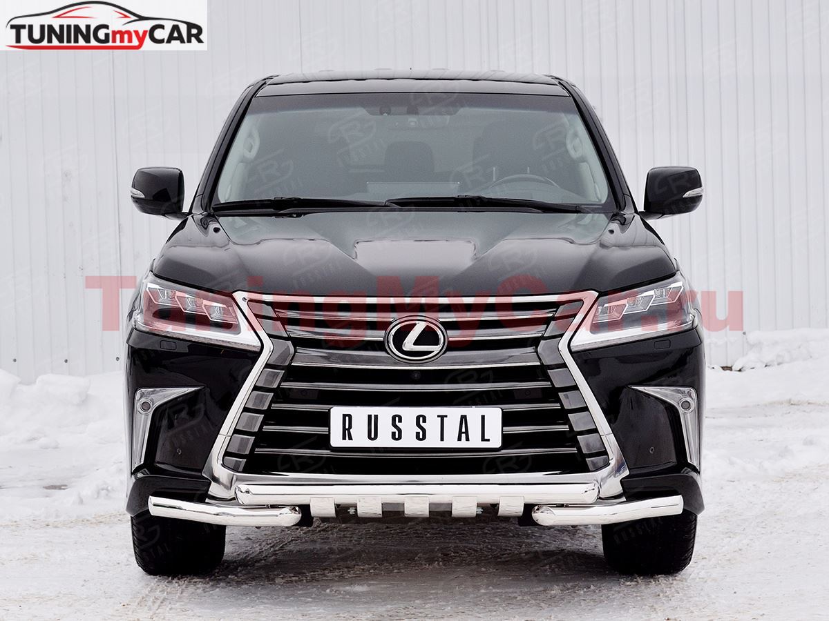 Защита переднего бампера D63 дуга-D63 секции +клыки для Lexus LX450d-LX570 2015-