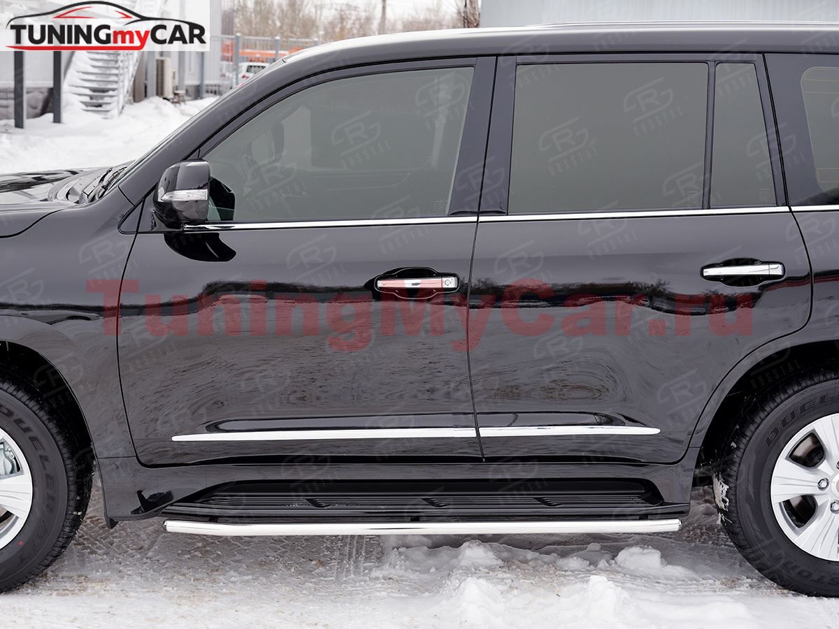 Защита порогов труба D42 (вариант 3) для Lexus LX450d-LX570 2015-