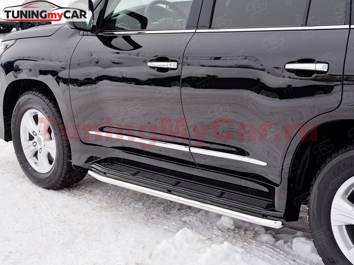 Защита порогов труба D42 (вариант 1) для Lexus LX450d-LX570 2015-