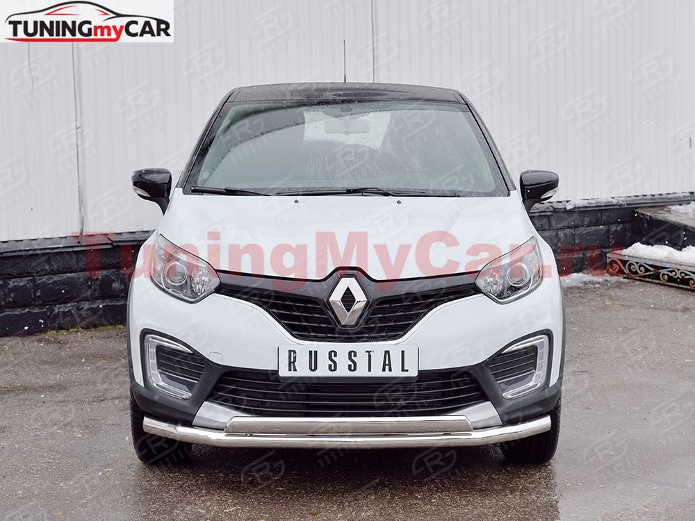 Защита переднего бампера D63 секция-75х42 дуга для Renault Kaptur 2016
