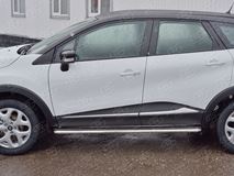 Пороги труба D42 С листом (Лист нерж, проф. нерж)(Вариант3) для Renault Kaptur 2016