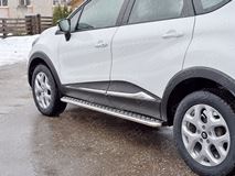 Пороги труба D42 С листом (Лист алюм, проф.сталь)(Вариант2) для Renault Kaptur 2016