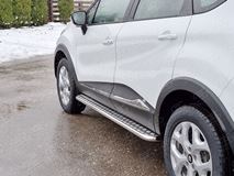 Пороги труба D42 С листом (Лист алюм, проф.сталь)(Вариант2) для Renault Kaptur 2016