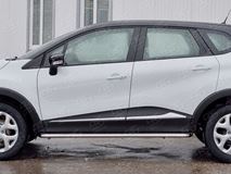 Пороги труба D42 С листом (Лист алюм, проф. нерж)(Вариант1) для Renault Kaptur 2016