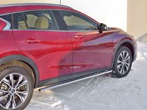 Пороги труба 75х42 овал с проступью для Infiniti QX30 2016