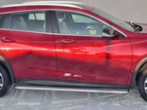 Пороги труба D42 С листом (Лист алюм, проф.сталь)(Вариант2) для Infiniti QX30 2016