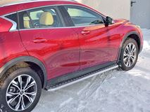 Пороги труба D42 С листом (Лист алюм, проф.сталь)(Вариант2) для Infiniti QX30 2016