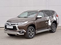 Защита переднего бампера D63 волна-75х42 дуга для Mitsubishi Pajero Sport 2016