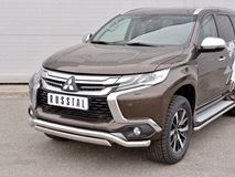 Защита переднего бампера D63 волна-75х42 дуга для Mitsubishi Pajero Sport 2016