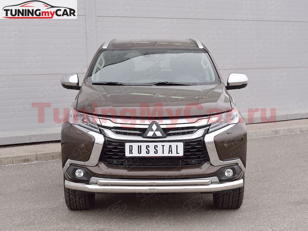 Защита переднего бампера D76 секция-D42 дуга для Mitsubishi Pajero Sport 2016