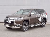 Защита переднего бампера D76 секция-D42 дуга для Mitsubishi Pajero Sport 2016