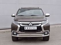 Защита переднего бампера D63 секция-75х42 дуга для Mitsubishi Pajero Sport 2016