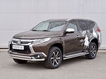 Защита переднего бампера D63 секция-75х42 дуга для Mitsubishi Pajero Sport 2016