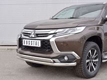 Защита переднего бампера D63 секция-75х42 дуга для Mitsubishi Pajero Sport 2016