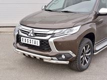 Защита переднего бампера D63 дуга-D63 уголки+клыки для Mitsubishi Pajero Sport 2016