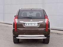 Защита заднего бампера D63 с листом (Лист алюм, проф.сталь)(вариант 2) для Mitsubishi Pajero Sport 2016