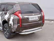 Защита заднего бампера D63 с листом (Лист алюм, проф.сталь)(вариант 2) для Mitsubishi Pajero Sport 2016
