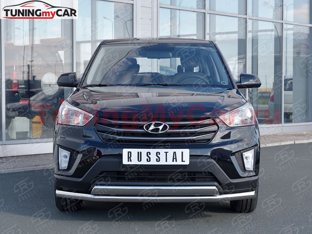 Защита переднего бампера D63 секция-75х42 дуга для Hyundai Creta 2016-