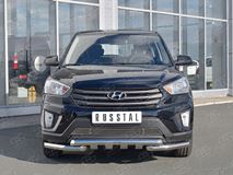 Защита переднего бампера D63 дуга-D63 уголки+клыки для Hyundai Creta 2016-