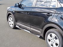 Пороги труба D76 с накладкой (вариант 2) для Hyundai Creta 2016-