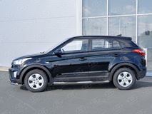 Пороги труба D76 с накладкой (вариант 2) для Hyundai Creta 2016-