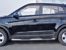 Пороги труба D76 с накладкой (вариант 2) для Hyundai Creta 2016-