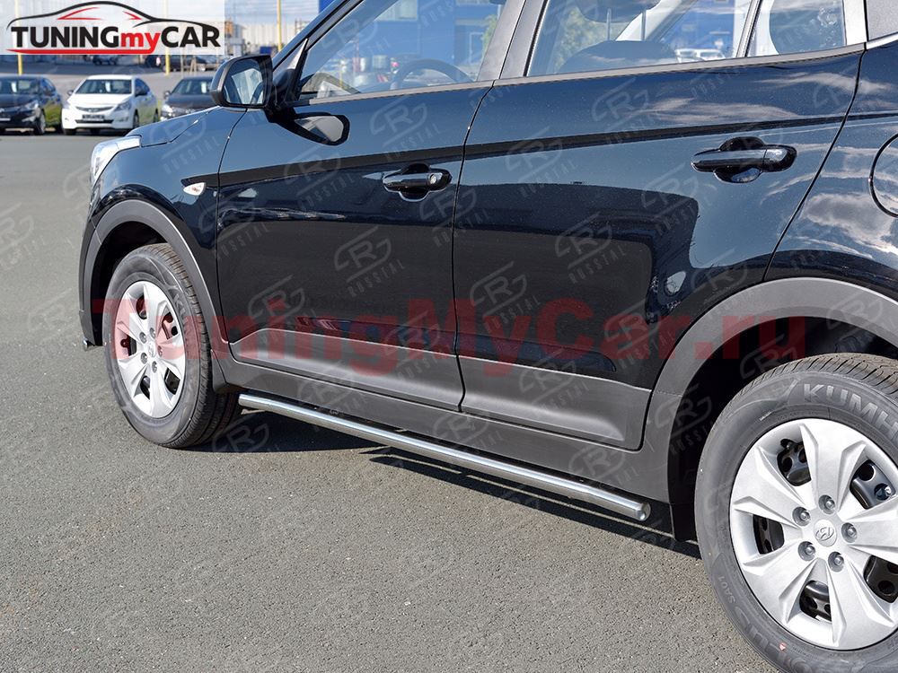 Пороги труба D42 секции (вариант 3) для Hyundai Creta 2016-