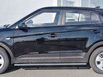 Пороги труба 75х42 овал с проступью для Hyundai Creta 2016-