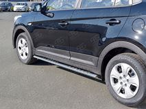 Пороги труба 75х42 овал с проступью для Hyundai Creta 2016-