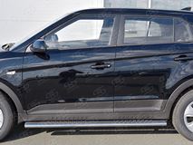Пороги труба 120х60 овал с проступью для Hyundai Creta 2016-