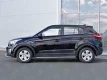 Пороги труба D42 С листом (Лист нерж, проф. нерж)(Вариант3) для Hyundai Creta 2016-