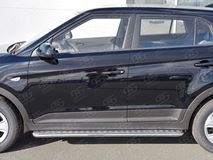 Пороги труба D42 С листом (Лист алюм, проф.сталь)(Вариант2) для Hyundai Creta 2016-
