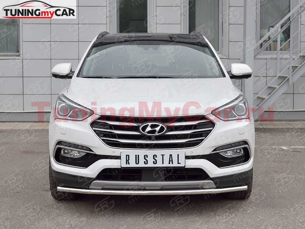 Защита переднего бампера D42 секция для Hyundai Santa FE Premium 2015