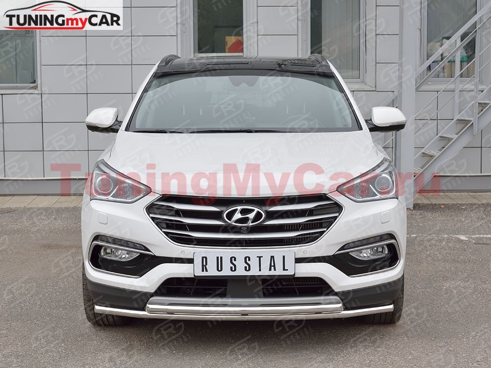 Защита переднего бампера D42 секция-D42 дуга для Hyundai Santa FE Premium 2015