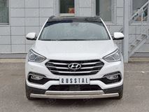 Защита переднего бампера 75х42 дуга-75х42 дуга для Hyundai Santa FE Premium 2015