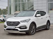 Защита переднего бампера 75х42 дуга-75х42 дуга для Hyundai Santa FE Premium 2015
