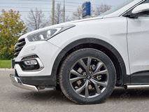 Защита переднего бампера 75х42 дуга-75х42 дуга для Hyundai Santa FE Premium 2015