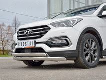 Защита переднего бампера 75х42 дуга-75х42 дуга для Hyundai Santa FE Premium 2015