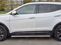Пороги труба D63 секции (вариант 2) для Hyundai Santa FE Premium 2015