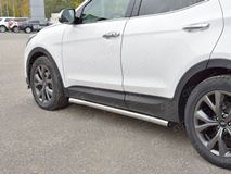 Пороги труба D63 секции (вариант 2) для Hyundai Santa FE Premium 2015