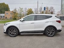 Пороги труба D63 секции (вариант 2) для Hyundai Santa FE Premium 2015