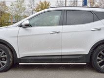 Пороги труба D42 секции (вариант 3) для Hyundai Santa FE Premium 2015