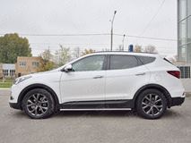 Пороги труба D42 секции (вариант 3) для Hyundai Santa FE Premium 2015