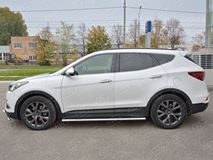 Пороги труба 120х60 овал с проступью для Hyundai Santa FE Premium 2015