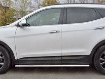 Пороги труба 120х60 овал с проступью для Hyundai Santa FE Premium 2015