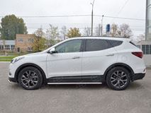 Пороги труба D42 С листом (Лист нерж, проф. нерж)(Вариант3) для Hyundai Santa FE Premium 2015