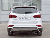 Защита заднего бампера D42 волна под машину для Hyundai Santa FE Premium 2015