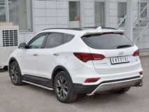 Защита заднего бампера D42 волна под машину для Hyundai Santa FE Premium 2015